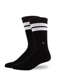 Arvin Goods Tall Crew Sock Black with Whte Stripes