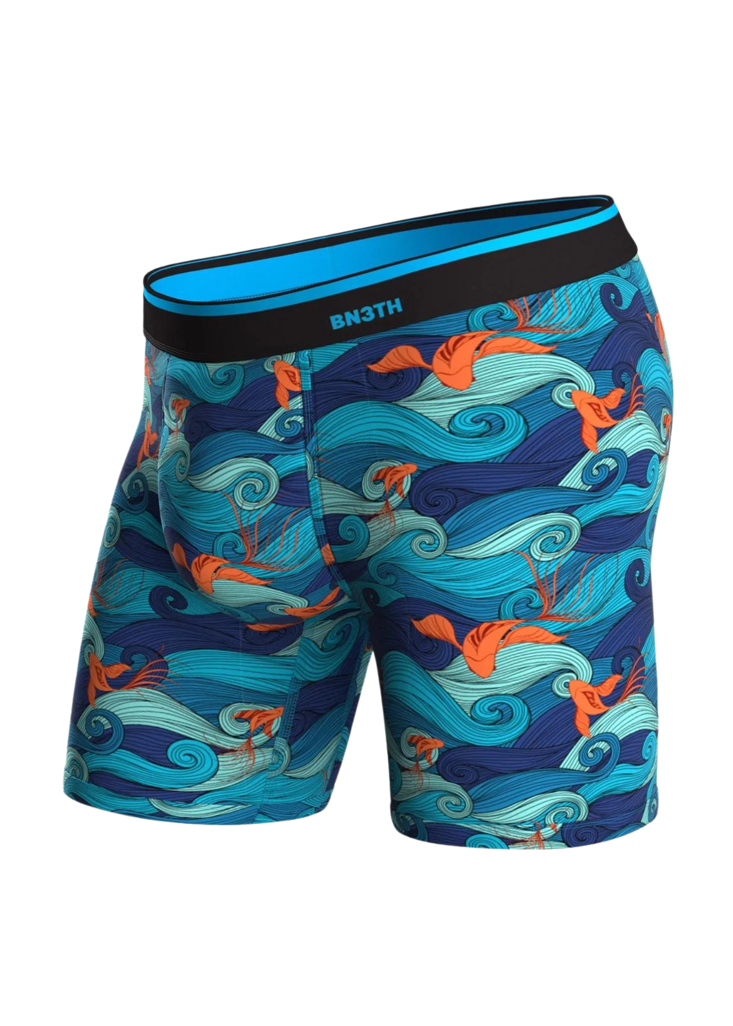 BN3TH Boxer Briefs with Pattern of Waves and Koi Fish